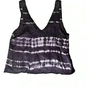 Tina Jo Sleeveless Purple White Tie Dye Raw Hem Tank Size XS